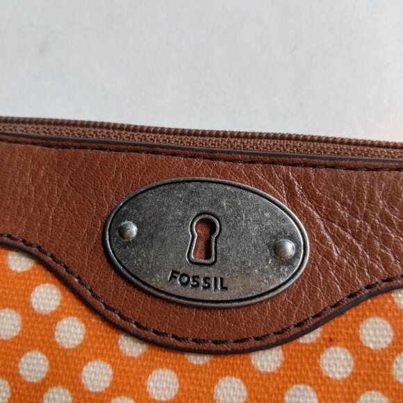 Fossil Polka Dot Wristlet Orange Key-per Wallet - Picture 3 of 10